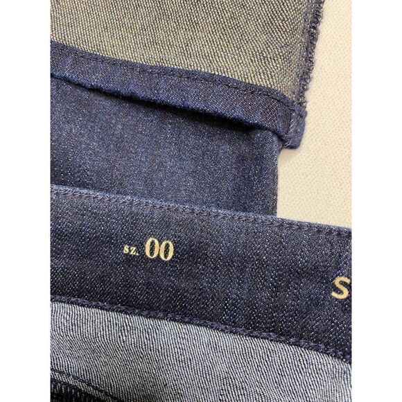 White House Black Market Dark Wash Denim Slim‎ Ankle Gold Cuff Mid Rise Jeans 00 - Picture 3 of 11